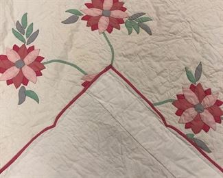Hand Stitched Floral Applique Quilt