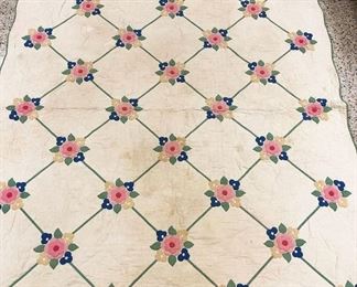 Hand Stitched Floral Applique Quilt