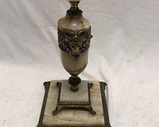 Ornate Brass and Onyx Bridge Lamp