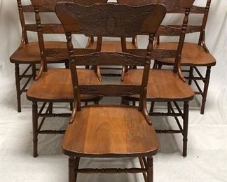 Set Of 6 Triple Pressed Back Chairs with Solid Seats, Nice Sturdy Chairs 