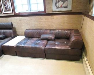 B & B America Italian Wonderful Section Leather Comfortable Sofa with Reversible Storage Compartments 