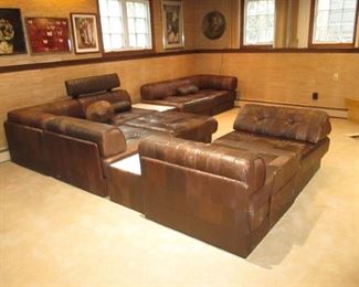B & B America Italian Wonderful Section Leather Comfortable Sofa with Reversible Storage Compartments 