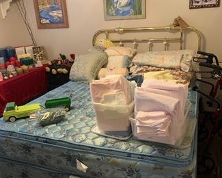 Linens and vintage toys