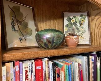 Pottery and vintage aviary art