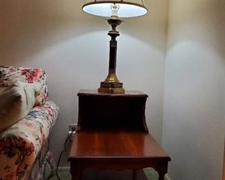 Stepback wood end table / lamp