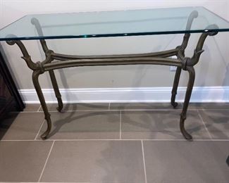 GLASS AND METALCONSOLE TABLE