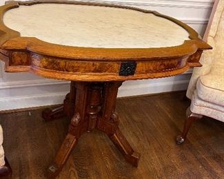 Large oval shape Victorian marble top table