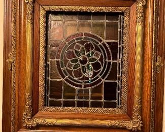 Framed wood stained glass