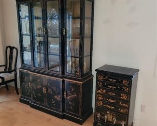 Asian inspired China cabinet and flatware case
