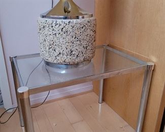 Cork Lamp, many chrome tables