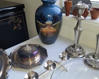 Silver plate vintage pottery
