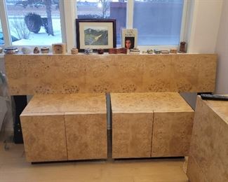 Bird's Eye Maple King Size  Headboard with 2 Nightstands