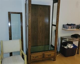 Oak curio cabinet