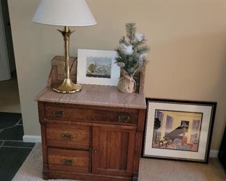 Oak Commode marble top