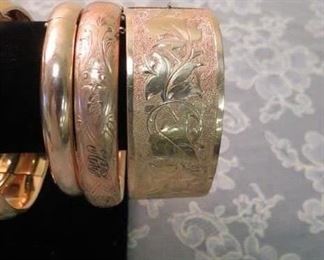Gold filled bangle bracelets.