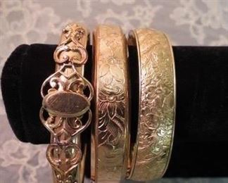 Gold filled bangle bracelets.