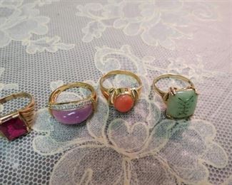 14k and 10k gold gemstone rings.