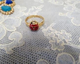 18k gold ladybug ring, cute....
