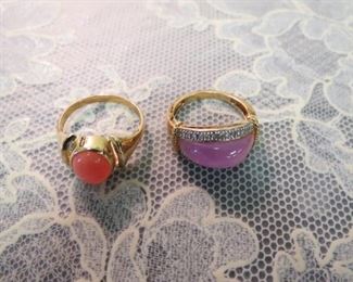 14k gold gemstone rings.