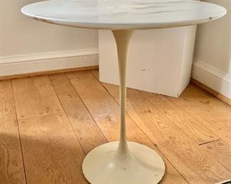 Pair of  Italy marble top Saarinen style side tables (not signed)