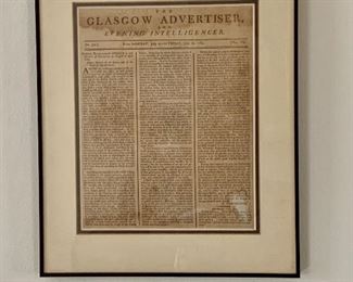 George Washington 1789 Inaugural  Address Glasgow Advertiser