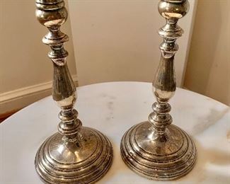 Pair sterling silver candlesticks 