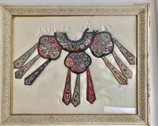 Embroidered intricate framed bib necklace 