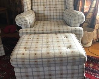 Recliner with Ottoman (matches sofa/couch). Recliner is 38"D x 36"W x 36"H.  Ottoman is 19"D x 25"W x 16'H. Matches sofa (like new)