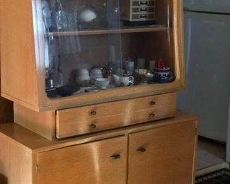 Wood Hutch with 2 shelf butterfly cabinets on bottom
