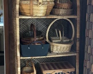 Wicker Shelves - There are 2 of these wicker stands. each measures 77"H x 30"W x 15"D. 