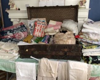 Antique and vintage linens, bedspreads, sheets, tablecloths