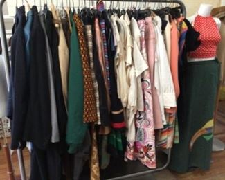 Men's Edwardian and vintage suits, shirts, woman's vintage separates including skirts, blouses, jeans, and more