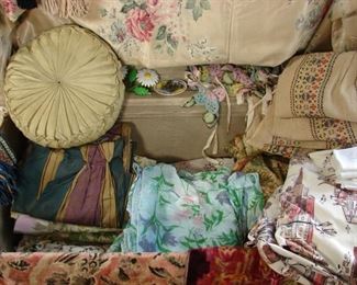 More antique and vintage curtains including Victorian silks, Arts and Crafts, Barkcloth