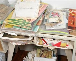 Antique and vintage ephemera including magazines, scrapbooks, puzzles, greeting cards, so much more