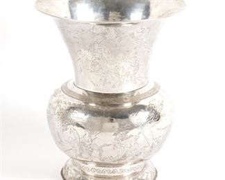 Chinese Export Sterling Story Vase