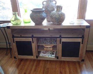 INDUSTRIAL BUFFET WITH SLIDING DOORS AND STORAGE