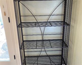 $45 - LOT 2 - Bakers rack, foldable, metal. 62 inches tall, 28 inches wide, 11.5 inches deep.