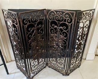 $65 - LOT 32 - Fire screen, 4 panels, 33.25 inches tall, each panel is 12 inches wide.