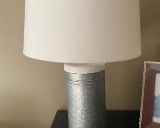 $25 - LOT 41 - Galvanized lamp. 33 inches high to top of shade.