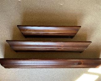 $35 - LOT 48 - 3 wall shelves. 24 inches, 30 inches, 36 inches.
