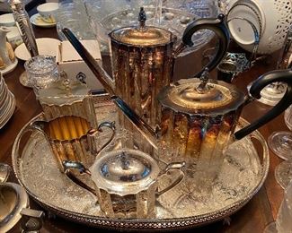 Lunt tea  and coffee set on a Sheffield tray
