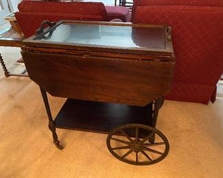 Tea cart with glass tray