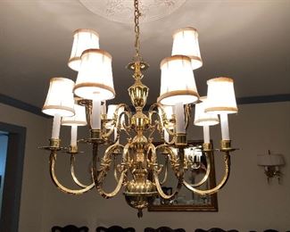 Brass 12 light chandelier 