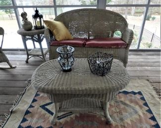 Wicker Set includes, Sofa, Coffee Table, End Table, Chair with ottoman & Rocker