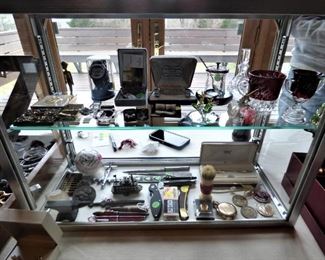 Vintage items including Fountain Pens, Pocket Knives, Compacts, Costume Jewelry, etc