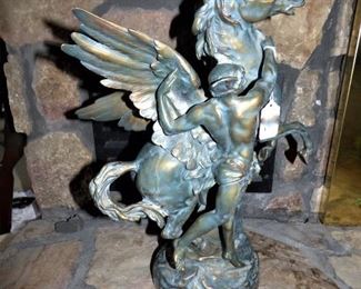 Cast Metal Statue "Perseus & Pegasus" after Emile Picault 