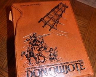 Leather Bound Don Quijote Book in Case