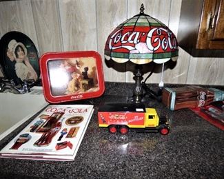 Coca Cola Stained Glass Lamp, Vintage Coca Cola Truck, Trays, etc