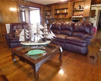 Leather Reclining Sofa & Chair
