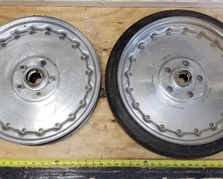 Pair of Dragster Center Line 17in rims  with 1 Cheng Shin tire